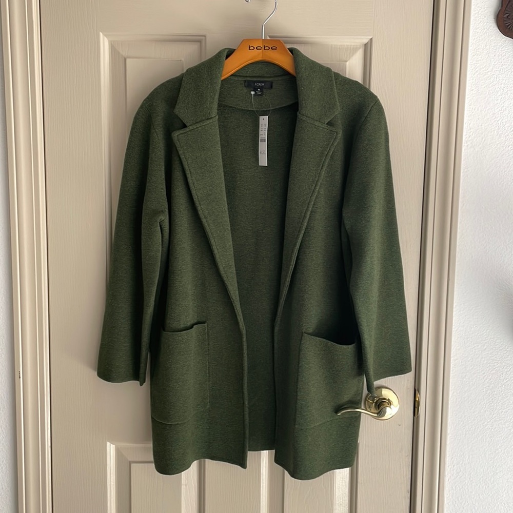 J. Crew Sophie Open-Front Sweater Blazer Green Medium